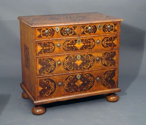 Walnut Marquestry Chest of Drawers